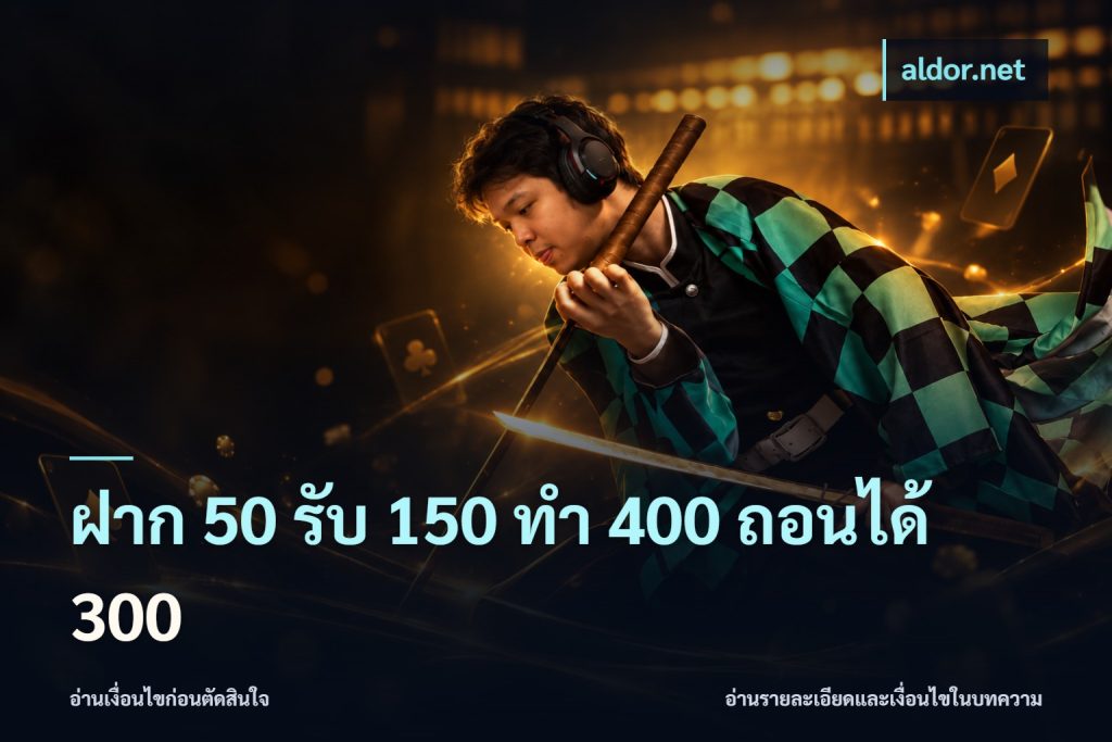 ฝาก 50 รับ 150 ทํา 400 ถอนได้ 300